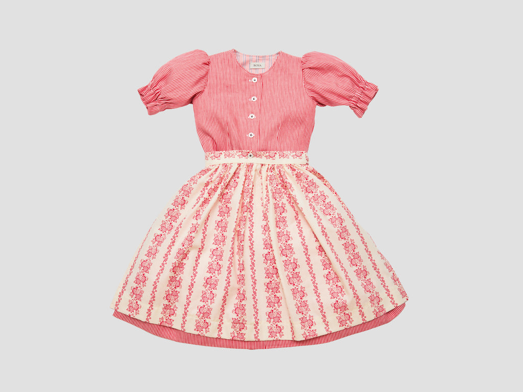 Dirndl ROYA TIMELESS Kirschrot Streifen x Beige