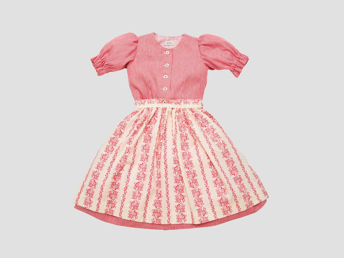 Dirndl ROYA TIMELESS Kirschrot Streifen x Beige
