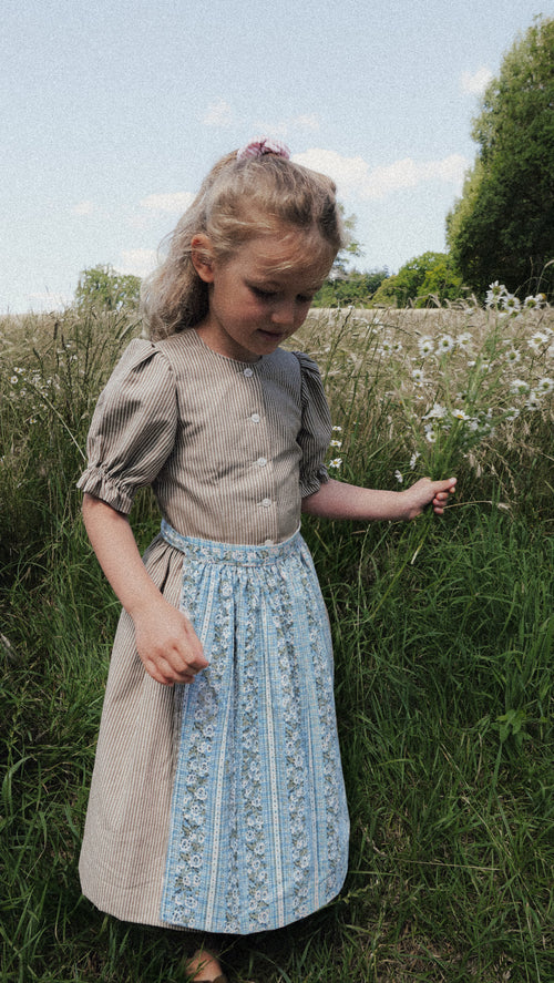 Dirndl ROYA TIMELESS Beige Streifen x Hellblau