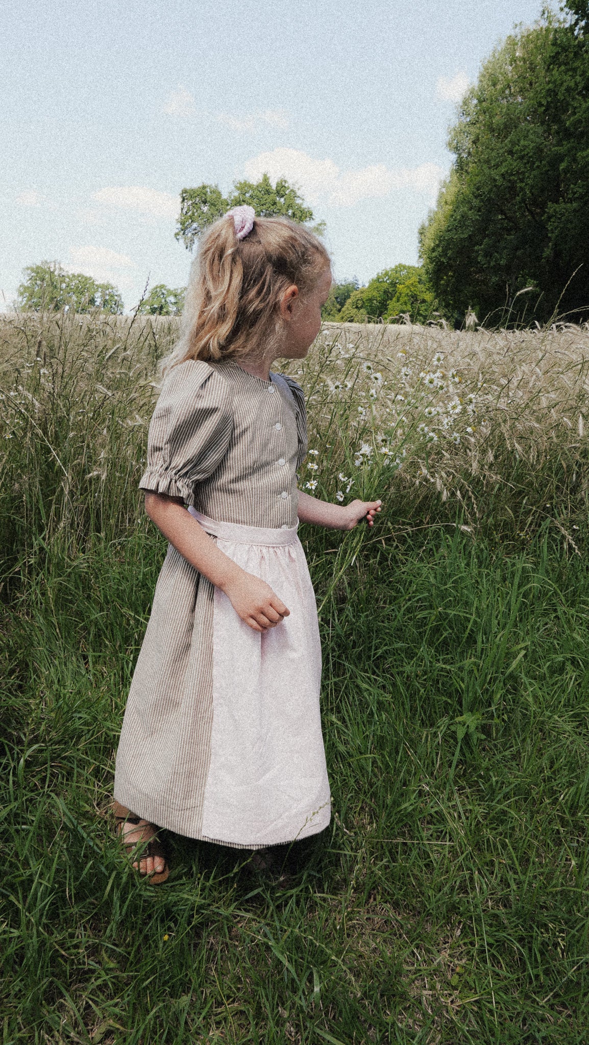 Dirndl ROYA TIMELESS Beige Streifen x Hellblau
